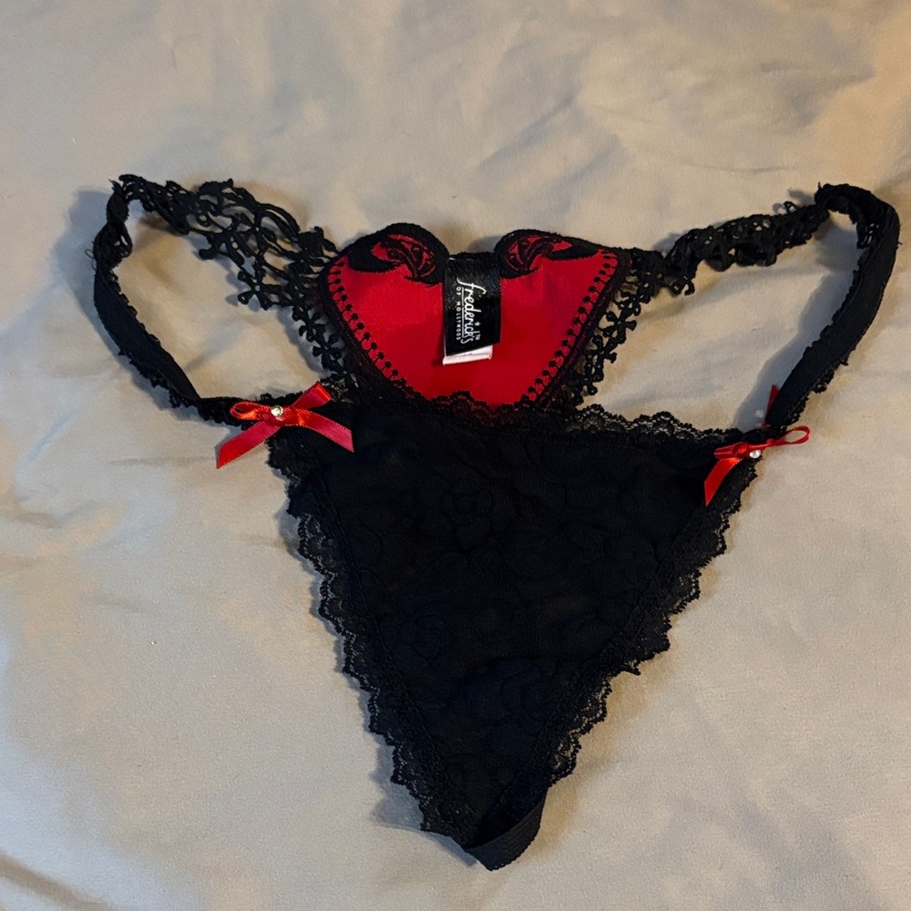 Frederick's of Hollywood Black and Red Lace Panty